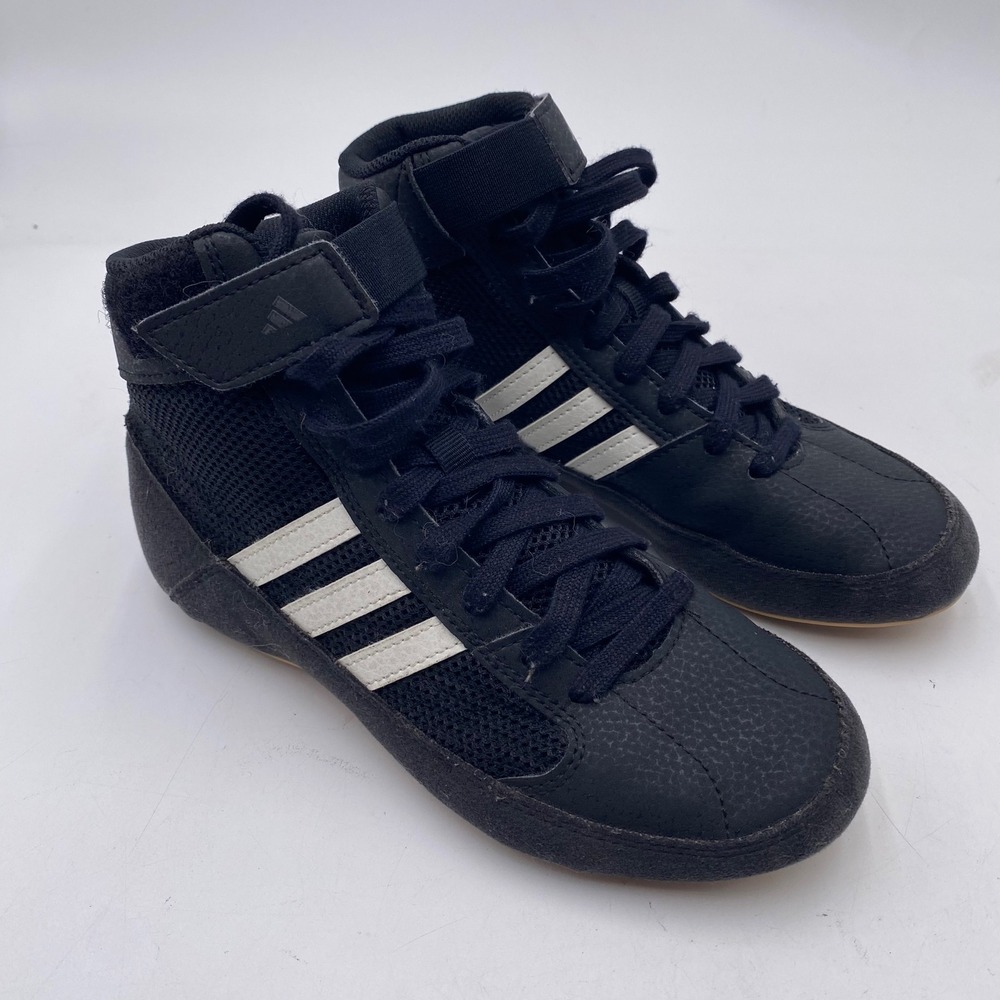 Adidas HVC 2 Wrestling Shoes Youth 2.5 Black White AQ3327 Combat Boxing Mat Shoe